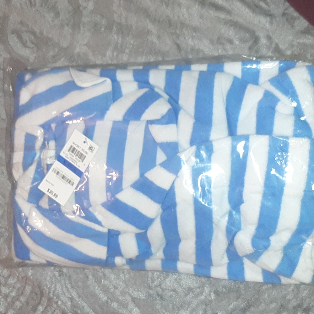 Blue & White striped, Charter Club short robe, New With Tags, size XL
